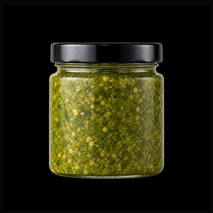 Sambal Hijau in a glass jar